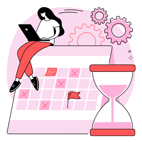 purple graphic depicting a laptop and office themed background